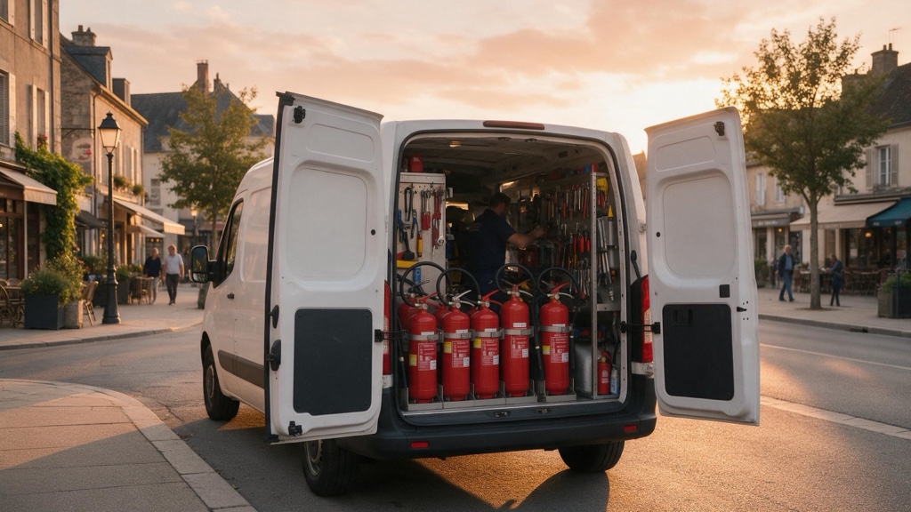 Technicien en sécurité incendie en intervention près de Caen